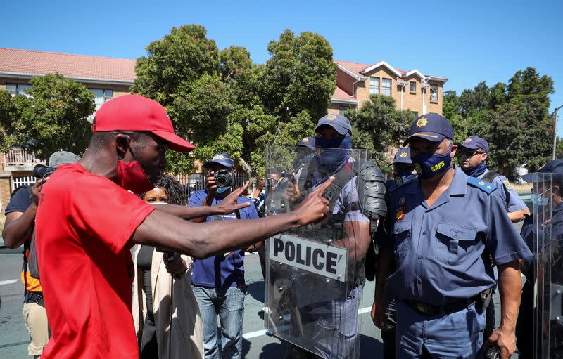 South African opposition party EFF protest against alleged racism in Cape Town