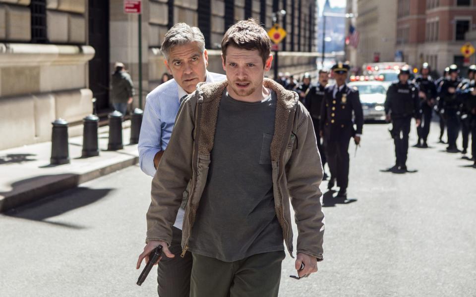 Jack O'Connell with George Clooney in Money Monster