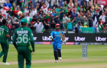 Cricket - ICC Cricket World Cup Warm-Up Match - Pakistan v Afghanistan - County Ground, Bristol, Britain - May 24, 2019 Afghanistan's Hashmatullah Shahidi celebrates victory Action Images via Reuters/Andrew Couldridge