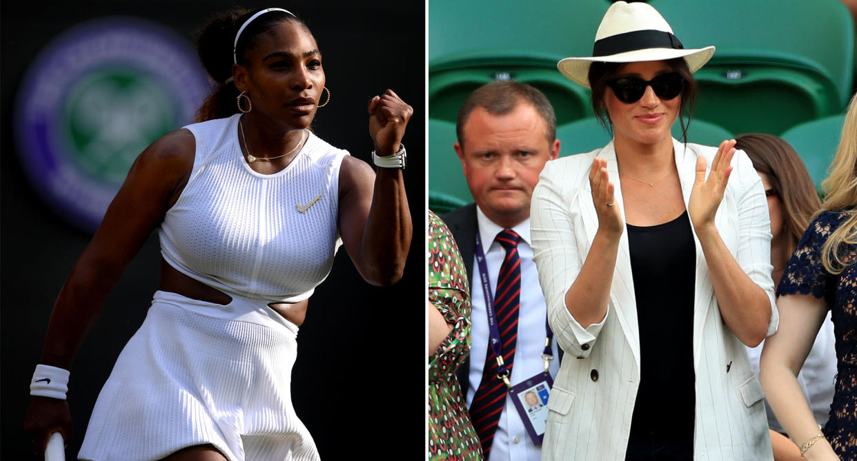 Meghan watched Serena's victory at Wimbledon on Thursday. [Photos: Getty/PA]