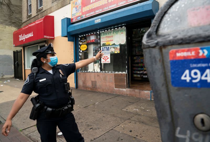Camden County Police officer Natalie Perez patrols on the streets of Camden, New Jersey