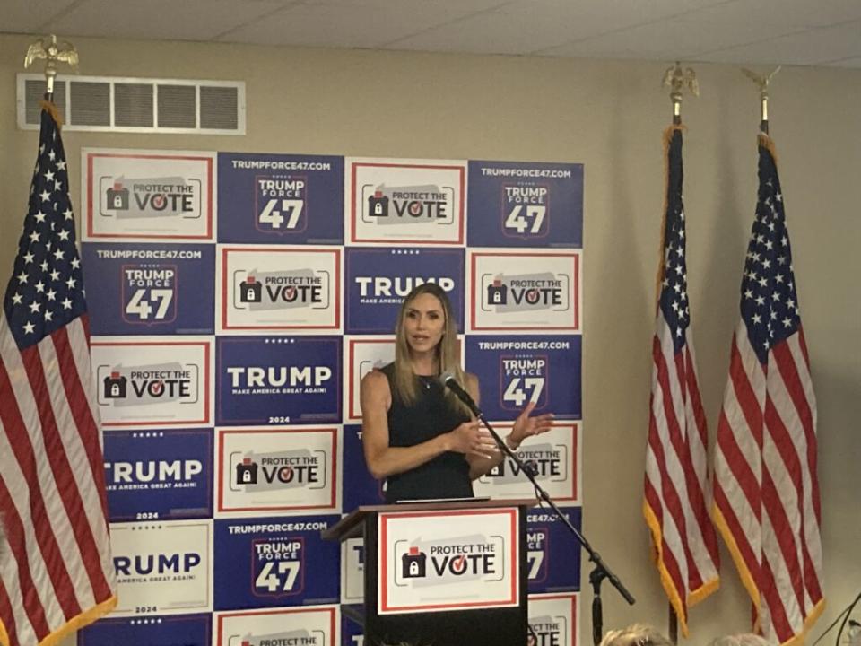 RNC Co-Chair Lara Trump at the RNC's "Protect the Vote" tour in Newtown, Pennsylvania June 18, 2024 (Capital-Star photo by John Cole)