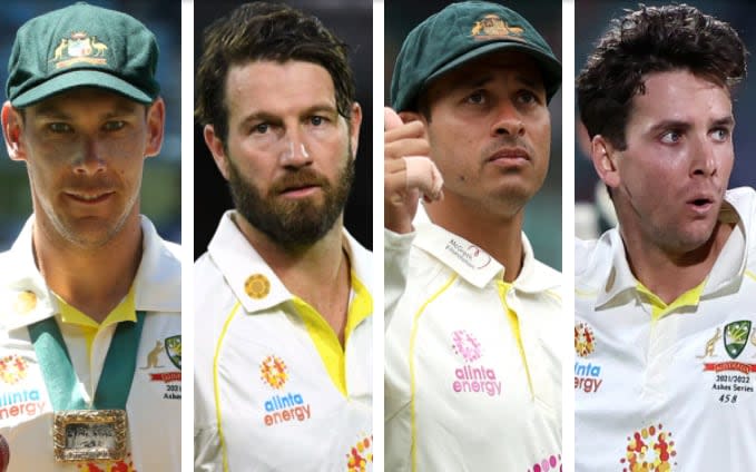 Scott Boland (left), Michael Neser, Usman Khawaja and Jhye Richardson (right) - GETTY IMAGES