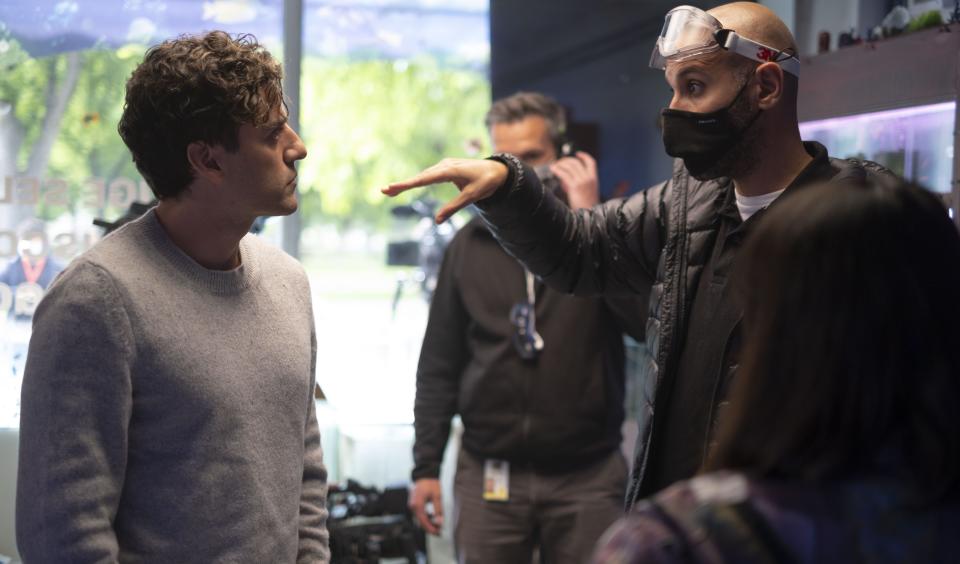 Oscar Isaac and Director Mohamed Diab on the set of Marvel Studios’ ‘Moon Knight’ - Credit: Disney