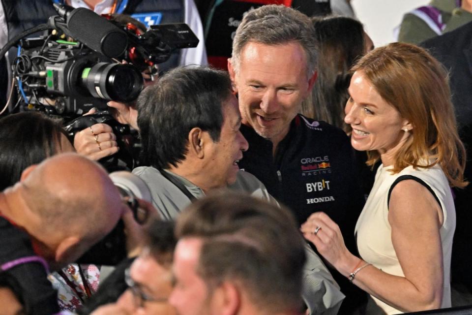 Red Bull Racing team principal Christian Horner along with his wife British singer Geri Halliwell (AFP via Getty Images)