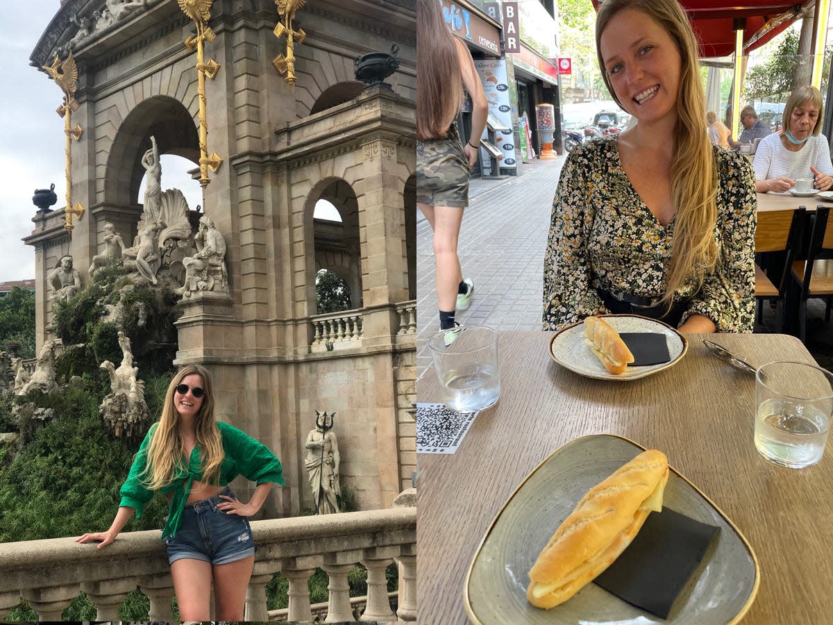 jordan at park ciutadella and jordan eating breakfast in spain