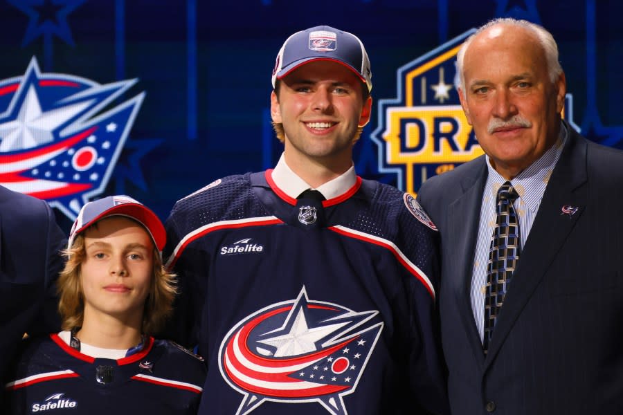 NASHVILLE, TENNESSEE – JUNE 28: Adam Fantilli is selected by the Columbus Blue Jackets with the third overall pick during round one of the 2023 Upper Deck NHL Draft at Bridgestone Arena on June 28, 2023 in Nashville, Tennessee. (Photo by Bruce Bennett/Getty Images)