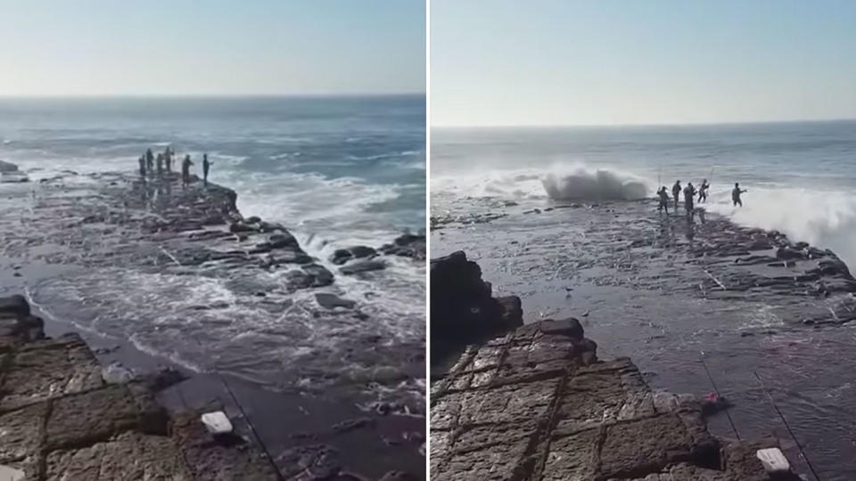 People were seen rock fishing at the same spot in Port Kembala on Sunday where three men died just days before. Source: Facebook