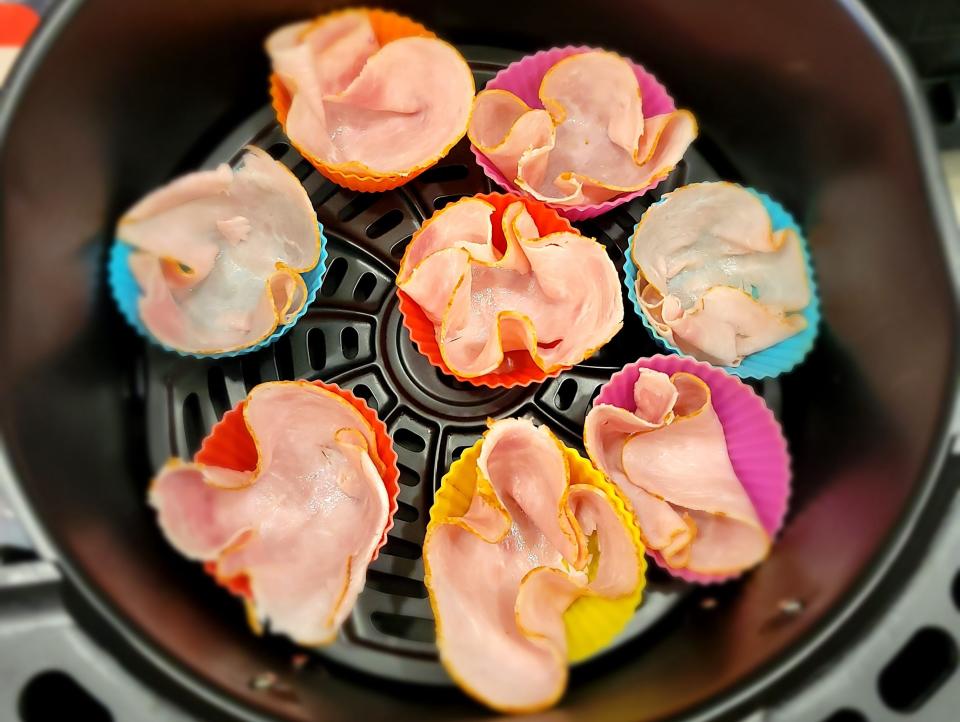 ham in silicone cups in air fryer