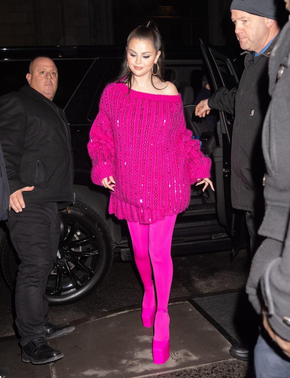 Selena Gomez Pink Sweater