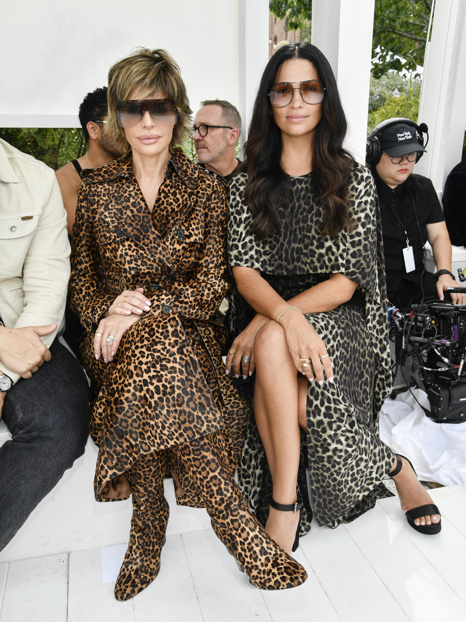 Lisa Rinna, left, and Camila Alves attend the Michael Kors Spring/Summer 2024 fashion show as part of New York Fashion Week on Monday, Sept. 11, 2023, in New York. (Photo by Evan Agostini/Invision/AP)