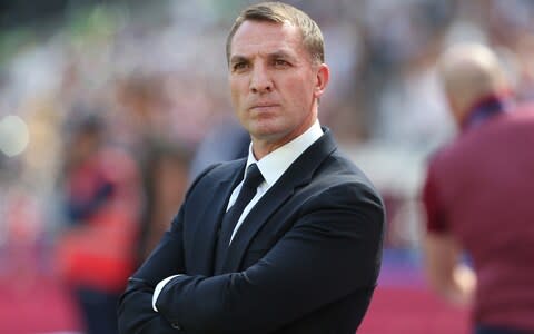 Leicester manager Brendan Rogers during the Premier League match between West Ham United and Leicester City at London Stadium - Credit: Getty images