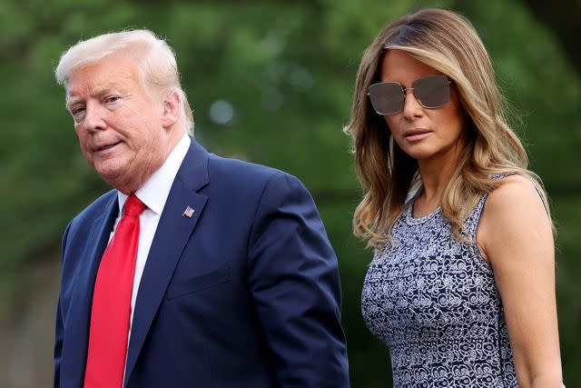 Win McNamee/Getty From left: Donald and Melania Trump returning to the White House in May 2020