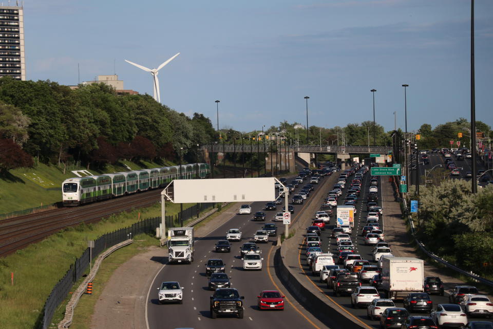 Heavy traffic is being seen at Gardiner Expressway since repairs began on the Gardiner in late March, in Toronto, Canada, on June 06, 2024. (Photo by Arrush Chopra/NurPhoto via Getty Images)