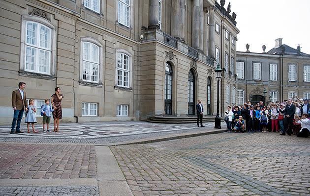 Photographers lined up outside the gates of Prince Vincent and Princess Josephine's new school. Photo: Australscope