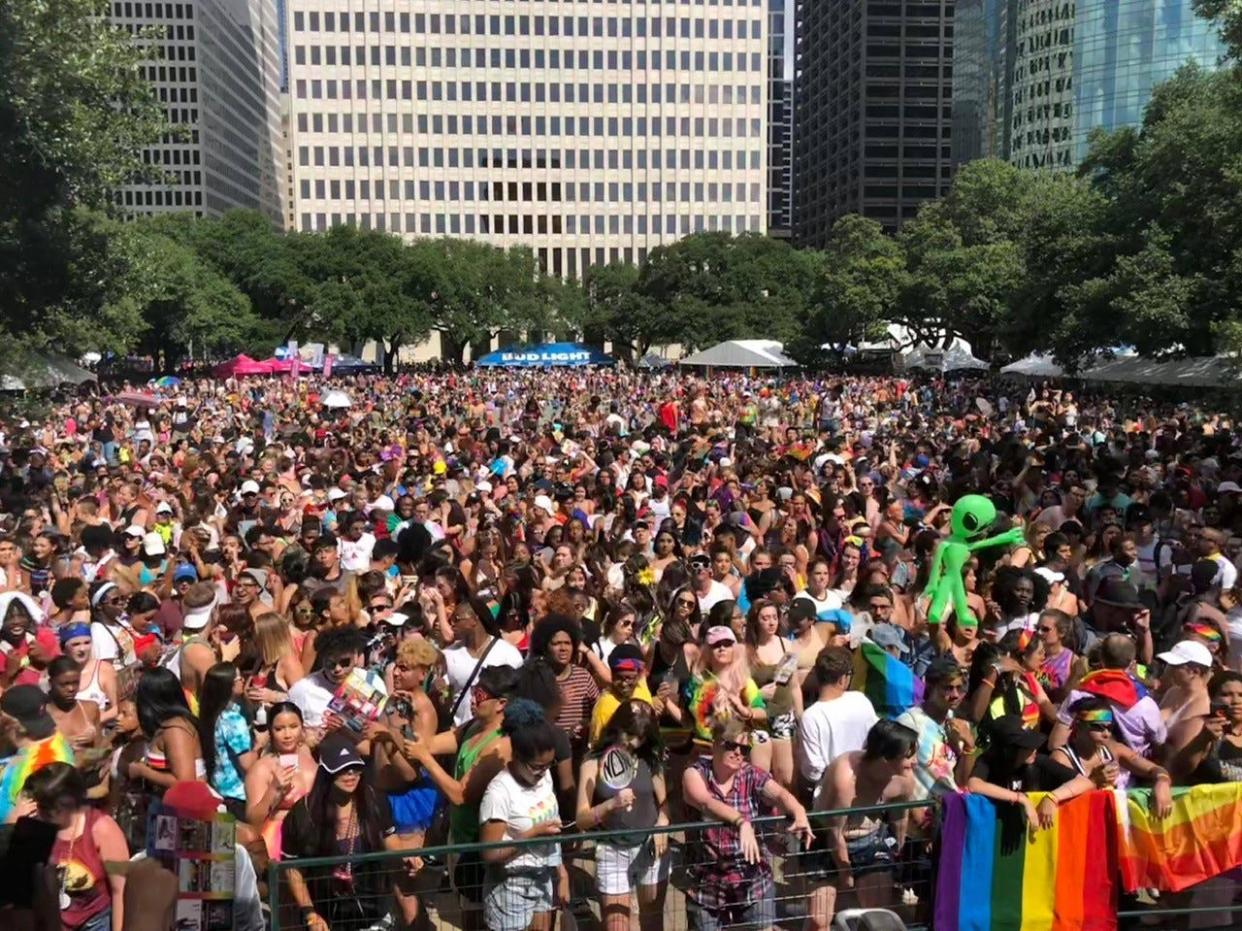 A big crowd gathered for Houston's Pride celebration in 2019, the year before the COVID-19 pandemic put the brakes on such large gatherings.