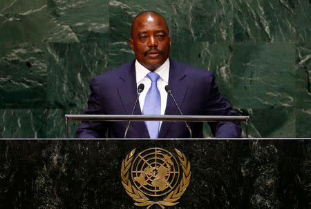 Joseph Kabila Kabange, President of the Democratic Republic of the Congo, addresses the 69th United Nations General Assembly at the U.N. headquarters in New York September 25, 2014. REUTERS/Lucas Jackson/File Photo