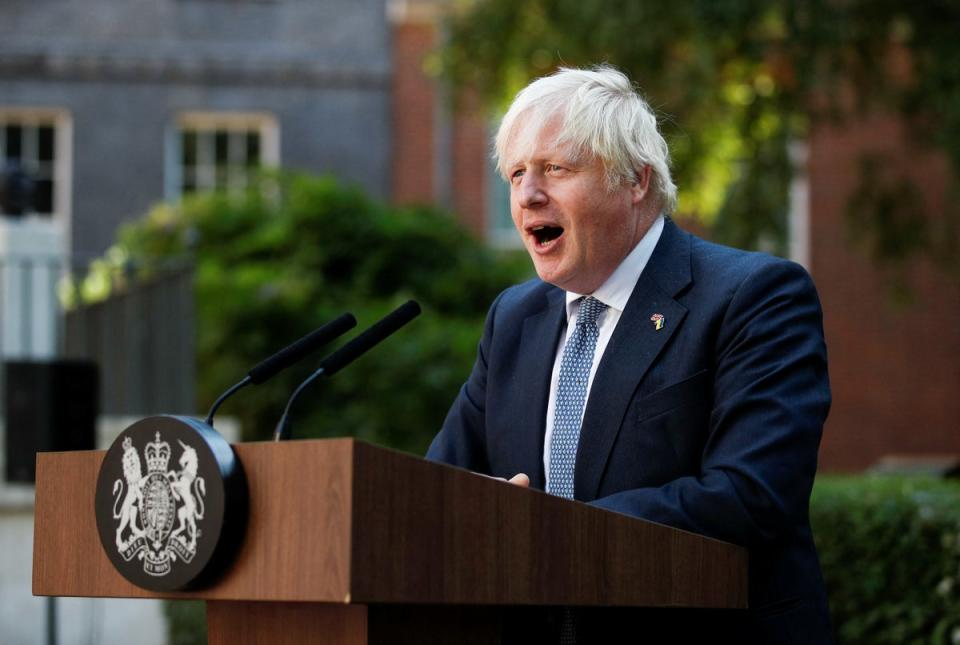 Prime Minister Boris Johnson making a speech during a Points of Light reception at Downing Street, London (Peter Nicholls/PA) (PA Wire)