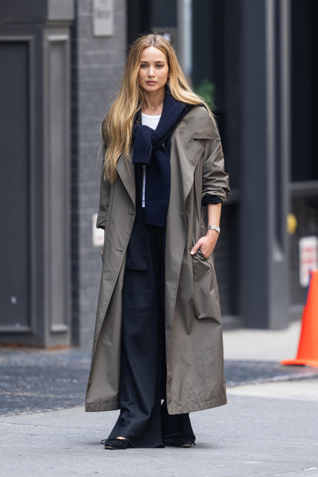 Monogram Denim Trench Coat - Luxury Grey