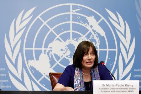 World Health Organization (WHO) Assistant Director-General Marie-Paule Kieny addresses a news conference on Zika virus in Geneva, Switzerland, February 12, 2016. REUTERS/Pierre Albouy