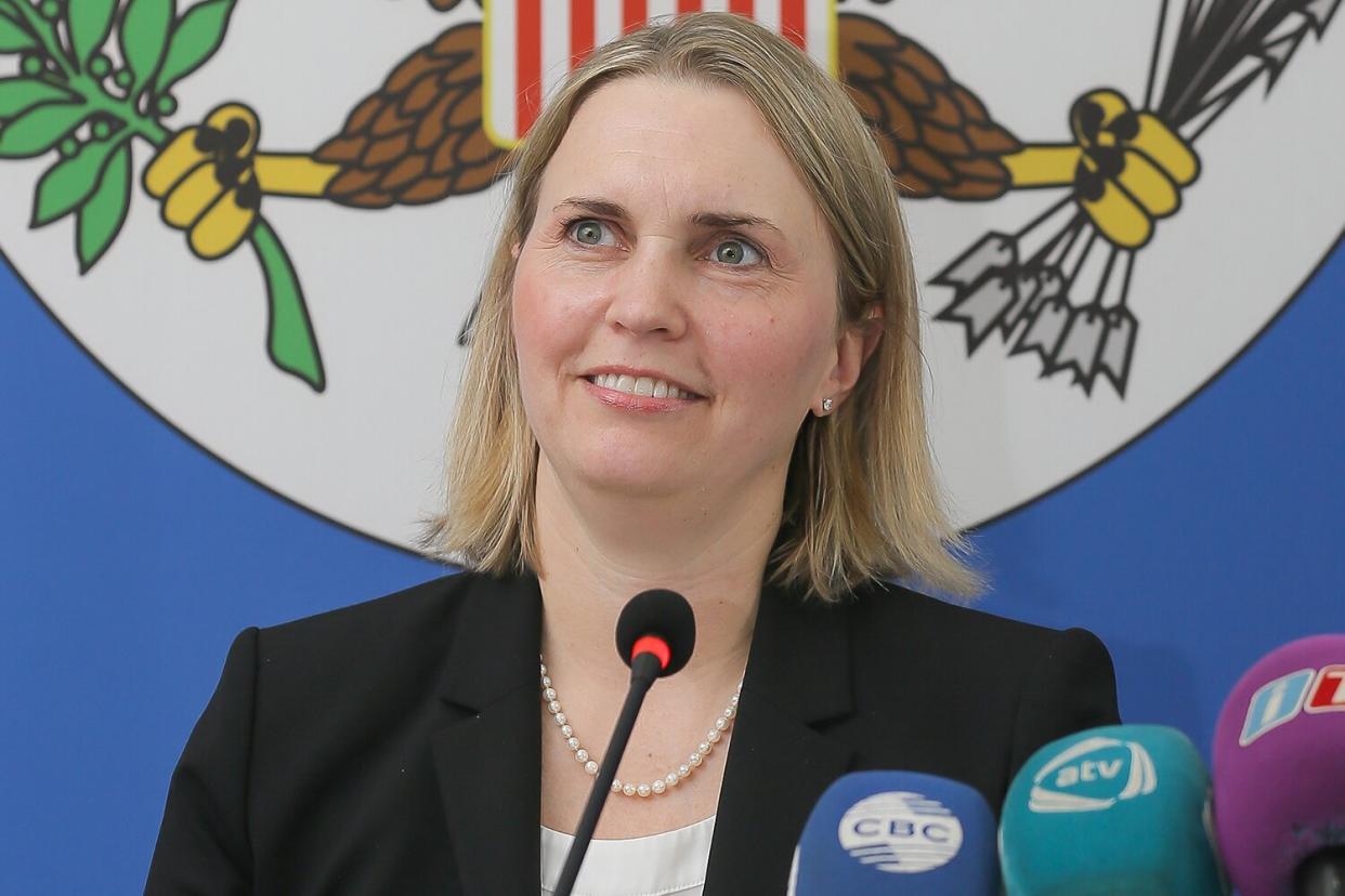 Deputy Assistant Secretary of State for European and Eurasian Affairs Bridget Brink at a press conference. The US call on Azerbaijan to hold free and fair elections in accordance with its Constitution and international obligations.