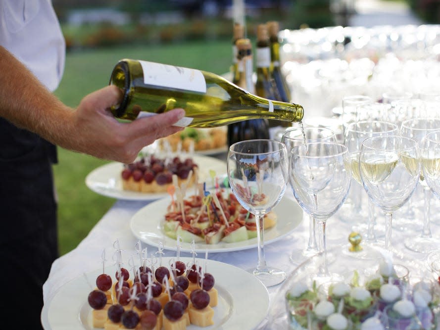 wedding reception wine food