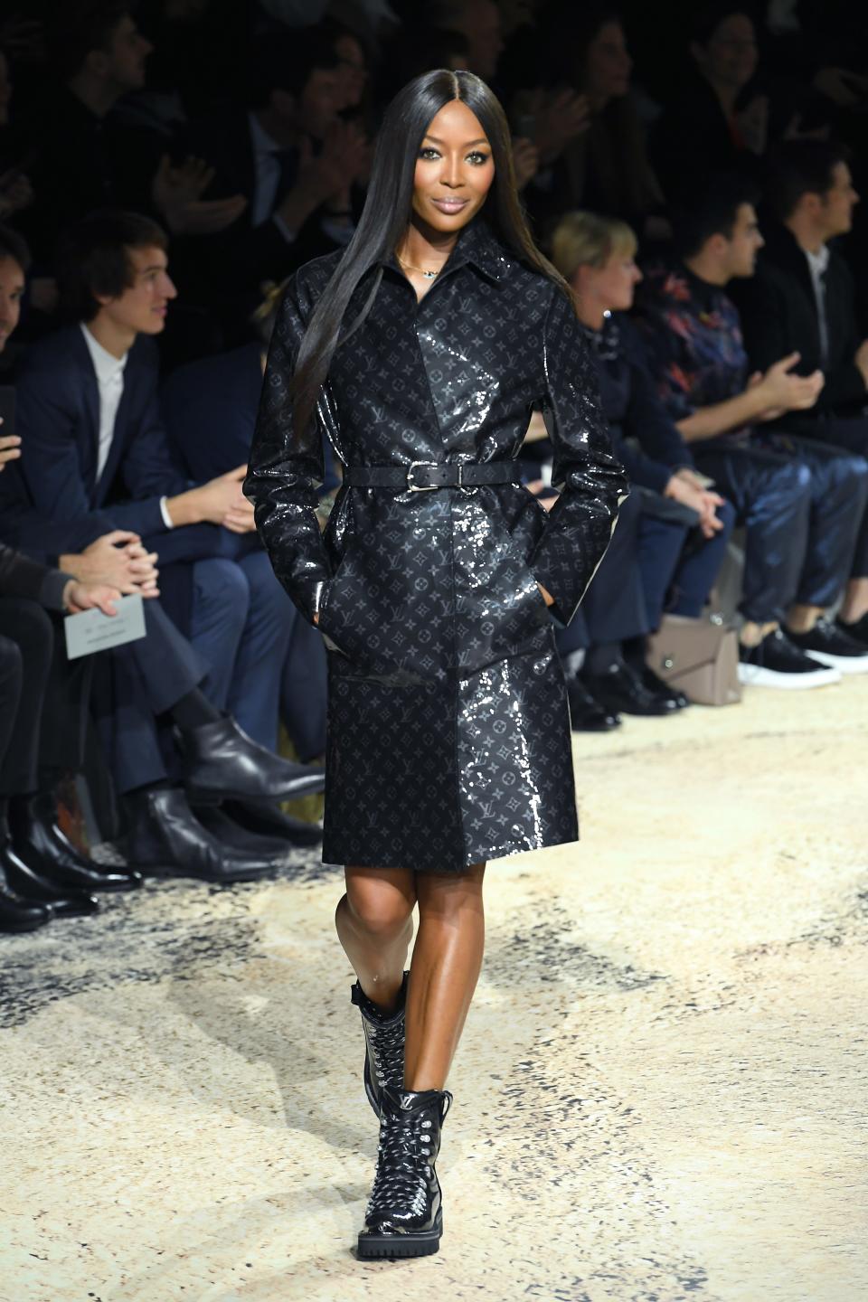 PARIS, FRANCE - JANUARY 18:  Naomi Campbell  walks the runway during the Louis Vuitton Menswear Fall/Winter 2018-2019 show as part of Paris Fashion Week on January 18, 2018 in Paris, France.  (Photo by Dominique Charriau/WireImage)