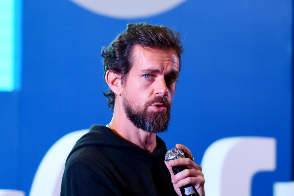 NEW DELHI, INDIA - NOVEMBER 12: Twitter CEO and Co Founder, Jack Dorsey addresses students at the Indian Institute of Technology (IIT), on November 12, 2018 in New Delhi, India. (Photo by Amal KS/Hindustan Times via Getty Images)