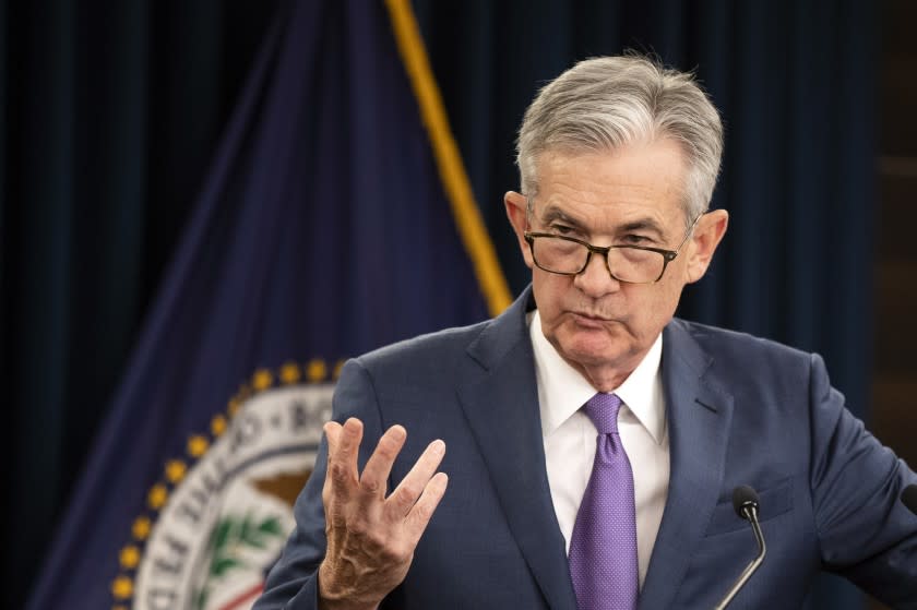 Federal Reserve Chairman Jerome Powell speaks during a news conference following a two-day Federal Open Market Committee meeting in Washington, Wednesday, July 31, 2019. The Federal Reserve cut its key interest rate for the first time in a decade to try to counter threats ranging from uncertainties caused by President Donald Trump's trade wars to chronically low inflation and a dim global outlook. (AP Photo/Manuel Balce Ceneta)