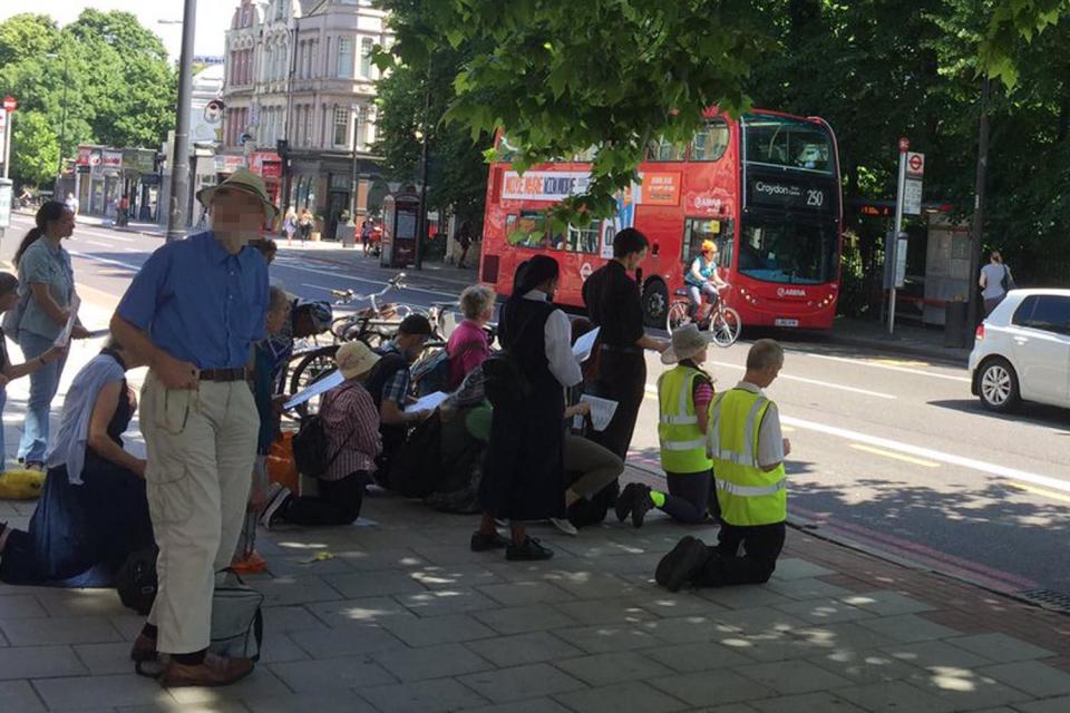 Protesters outside an abortion clinic on Brixton Hill, south London: Twitter