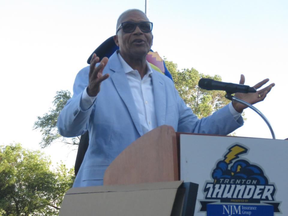 The Trenton Thunder retired former manager Tony Franklin’s No. 18 on Friday night.