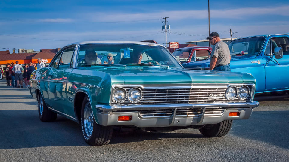 Dartmouth, Nova Scotia, Canada - July 18, 2019 : 1966 Chevrolet Impala SS at weekly summer A&W Cruise-In at Woodside ferry terminal parking lot.