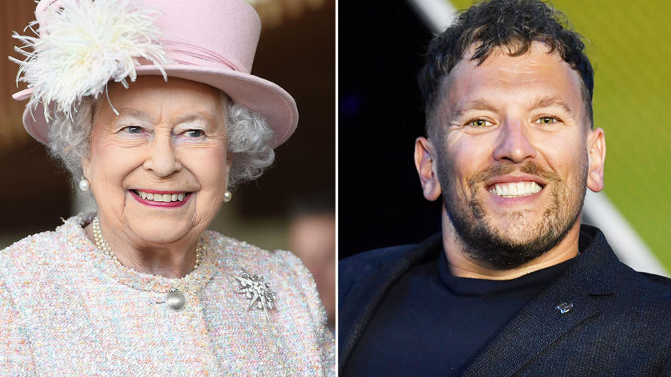 Pictured right is wheelchair tennis great Dylan Alcott and the late Queen Elizabeth II on the left.