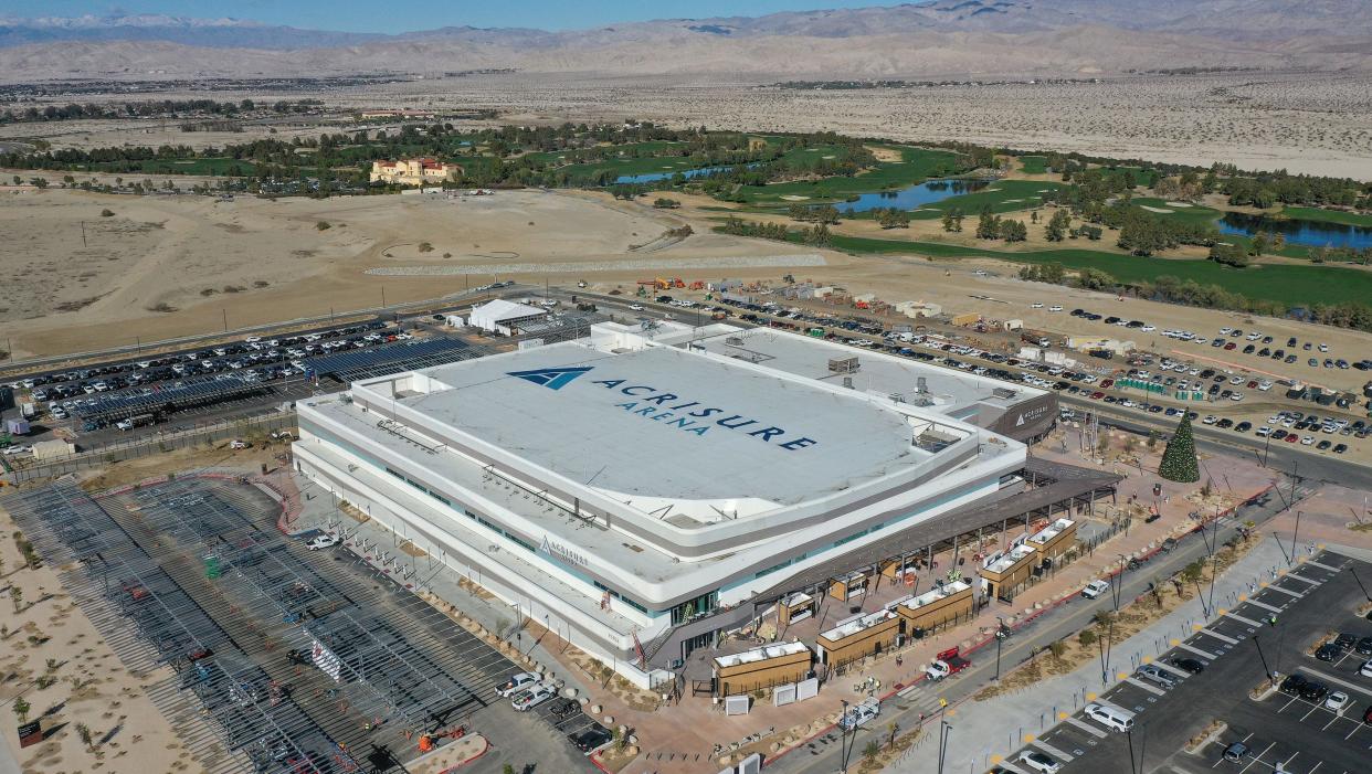 With just one day until its opening the construction continues on the Acrisure Arena in Palm Desert, Calif., Dec. 13, 2022.