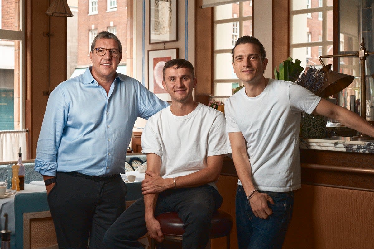 Three is the magic number: Claude Bosi, left, with Ben Marks and Jackson Boxer, right (Press handout)