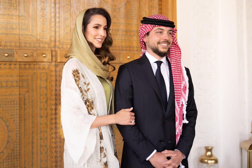 At the home of Ms Rajwa's father the engagement of HRH Crown Prince Al Hussein bin Abdullah II to Ms Rajwa Khaled bin Saif Abdullah has been announced Crown Prince Al Hussein bin Abdullah II and Ms Rajwa Khaled bin Saif bin Abdulaziz engagement announcement, Riyadh, Saudi Arabia - 18 Aug 2022