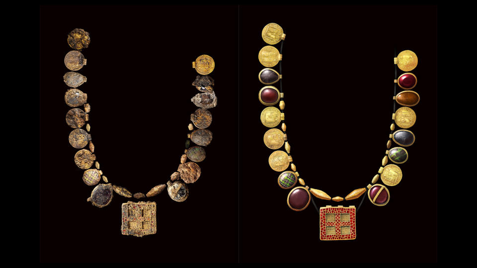 "Abbess" buried with gold-and-garnet necklace