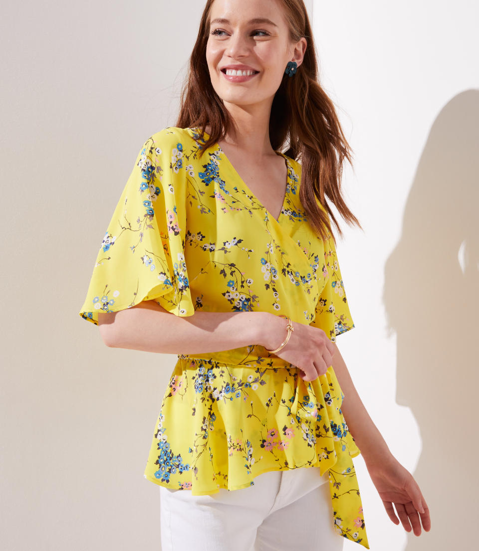 Loft Floral Wrap Top