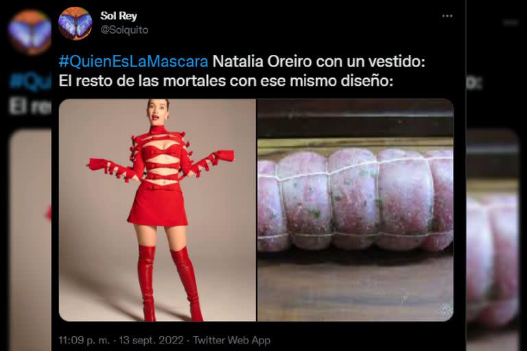 En las redes se hizo una comparación del vestido (Captura Twitter)