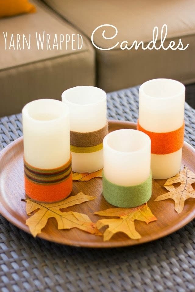 fall crafts for adults yarn wrapped candles