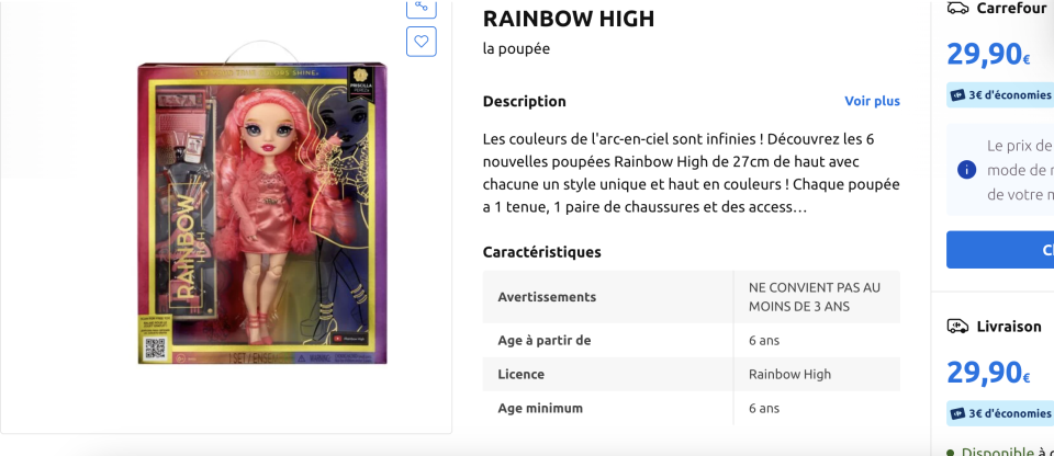 Assortiment poupées Rainbow High