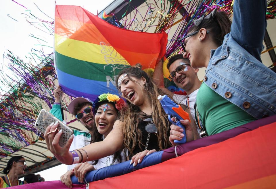 Thousands took to the streets for the Brighton pride festival. (PA)