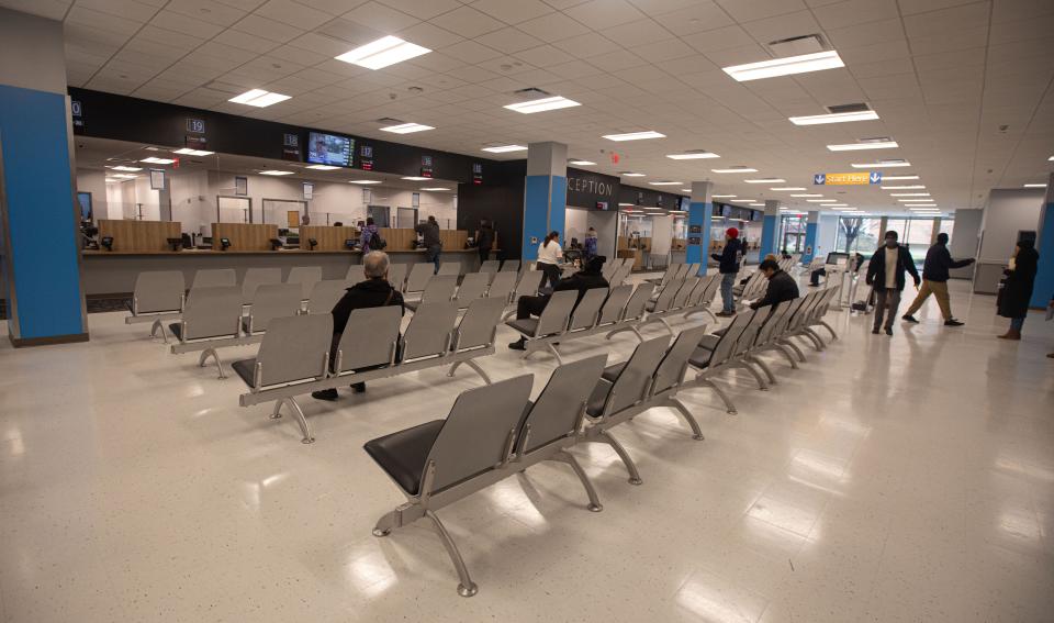 The new Department of Motor Vehicles office in White Plains opened on Monday. The new DMV office, photographed Jan. 23, 2023, is located on the ground floor of The Source shopping center on Maple Ave. at Bloomingdale Rd, near Whole Foods and The Cheesecake Factory restaurant. 