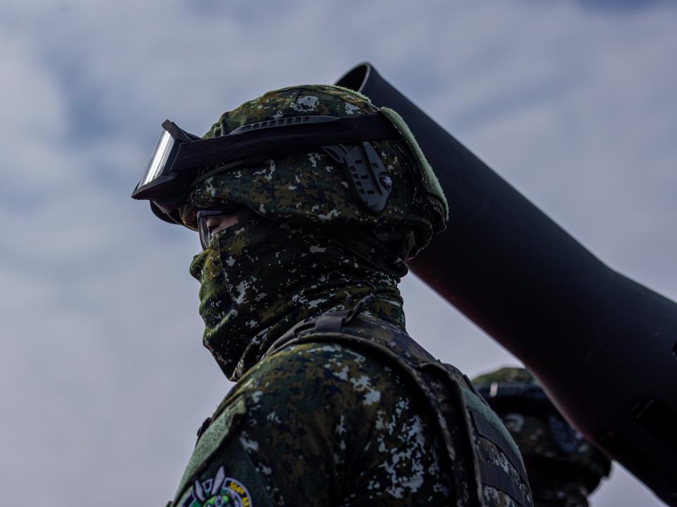 Taiwan's armed forces hold two days of routine drills to show combat readiness ahead of Lunar New Year holidays at a military base on January 11, 2023 in Kaohsiung, Taiwan.