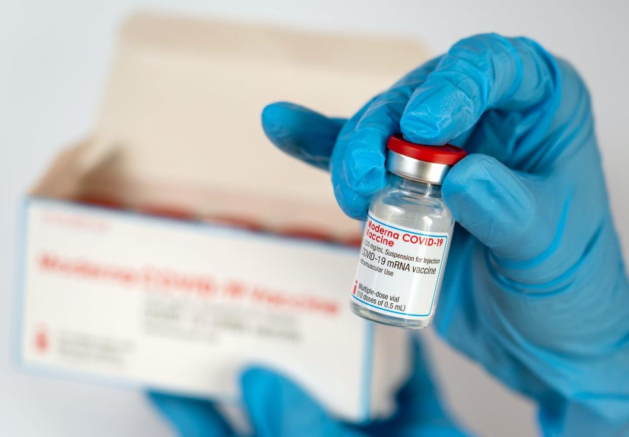 <span class="caption">The U.S. government funded a significant portion of the R&D behind the Moderna vaccine. </span> <span class="attribution"><a class="link " href="https://www.gettyimages.com/detail/news-photo/march-2021-saxony-leipzig-a-hand-with-disposable-gloves-news-photo/1231919693" rel="nofollow noopener" target="_blank" data-ylk="slk:Peter Endig/picture alliance via Getty Images;elm:context_link;itc:0;sec:content-canvas">Peter Endig/picture alliance via Getty Images</a></span>