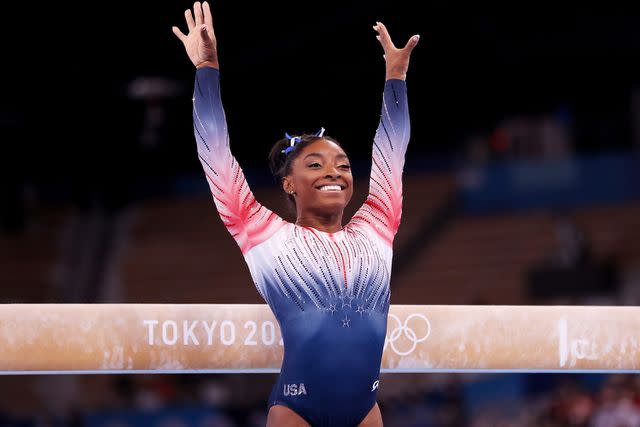 <p>Laurence Griffiths/Getty</p> Simone Biles
