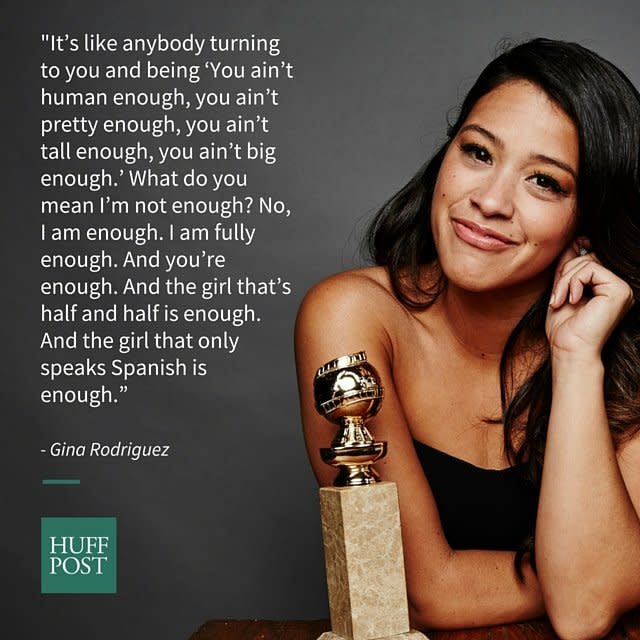 Gina Rodriguez became the victim of cyberbullying this year, after some of her followers&nbsp;attacked&nbsp;her&nbsp;Spanish-language skills and even questioned the star's Latino identity.&nbsp;Since then, the "Jane The Virgin"&nbsp;actress has <a href="http://www.huffingtonpost.com/entry/gina-rodriguez-schools-people-who-dont-think-shes-latina-enough_55d2b110e4b07addcb43e46d">sounded off against the idea of whether or not anyone is "Latino enough."&nbsp;</a>