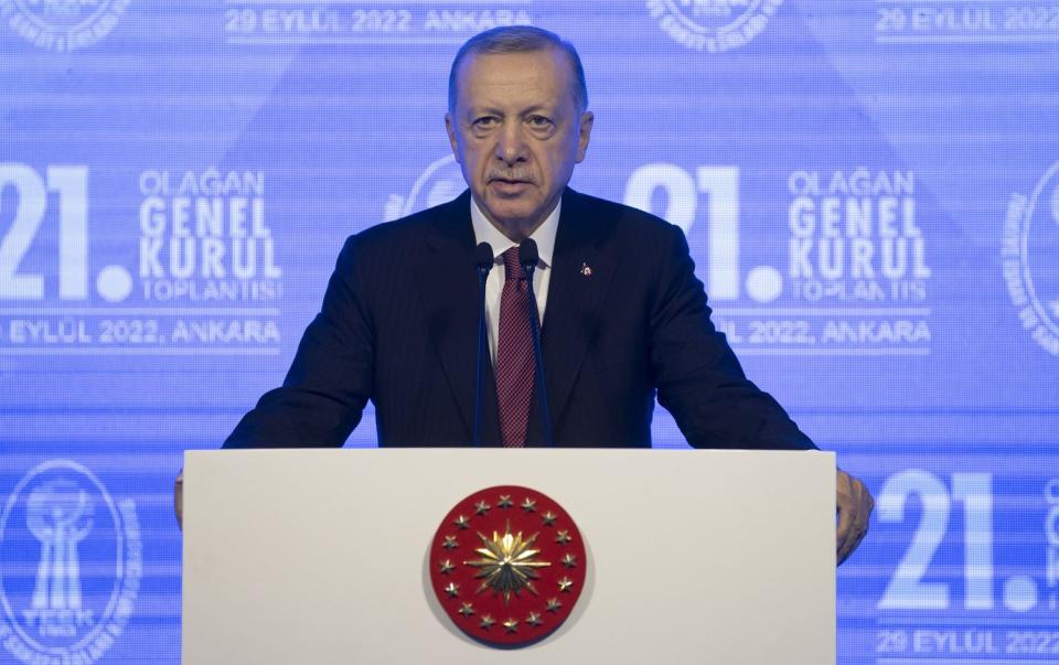 Turkish President Recep Tayyip Erdogan delivers a speech - Anadolu Agency via Getty Images