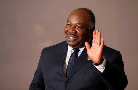 FILE PHOTO: Gabonese President Ali Bongo Ondimba arrives for a group picture at the BRICS summit meeting in Johannesburg, South Africa, July 27, 2018. REUTERS/Mike Hutchings/File Photo