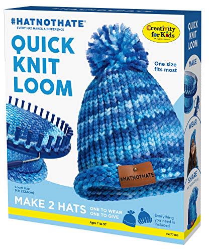 Creativity for Kids Hat Not Hate Quick Knit Loom - Create 2 DIY Knitted Beanie Hats with Lion Brand Yarn (Amazon / Amazon)